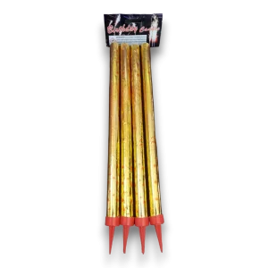 Artificii de tort aurii cu stelute rosii 26 cm – 90 secunde, set 4 bucati