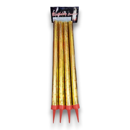 Artificii de tort aurii cu stelute rosii 26 cm – 90 secunde, set 4 bucati